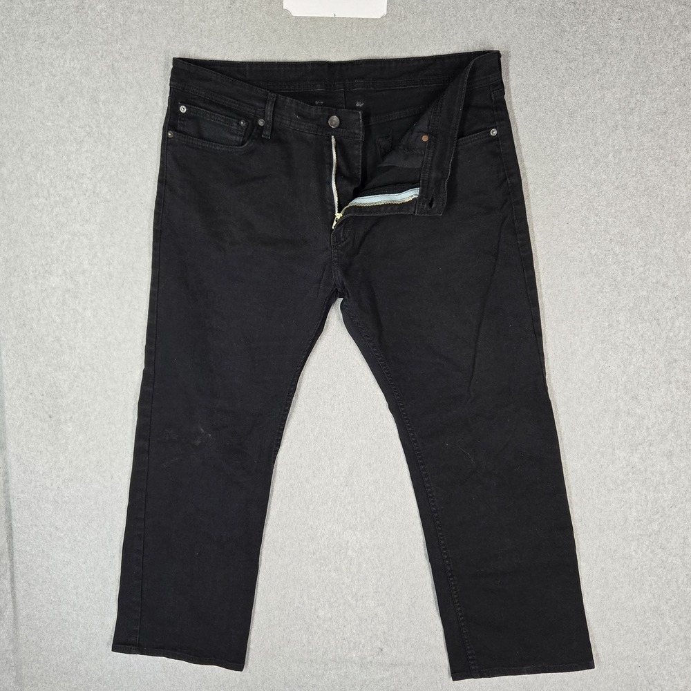 Levi's 504 Men Jeans 38 Black Denim Regular Fit Straight Leg 27" Inseam READ